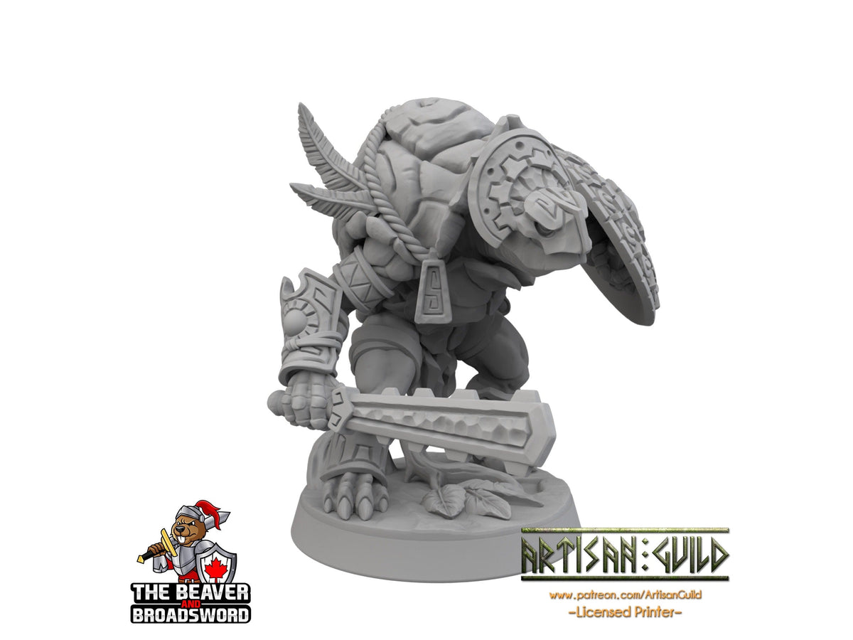 Turtlekin fighter mini - Artisan Guild | DnD | Turtle | Tortle | Wizard | Sorcerer | Underwater | Pathfinder | Tortanian | TTRPG, Wargaming