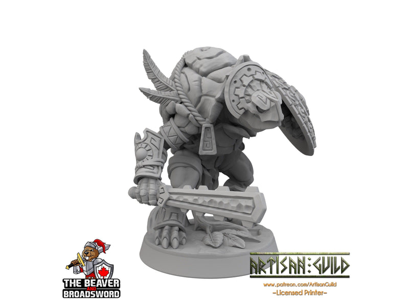 Turtlekin fighter mini - Artisan Guild | DnD | Turtle | Tortle | Wizard | Sorcerer | Underwater | Pathfinder | Tortanian | TTRPG, Wargaming-1