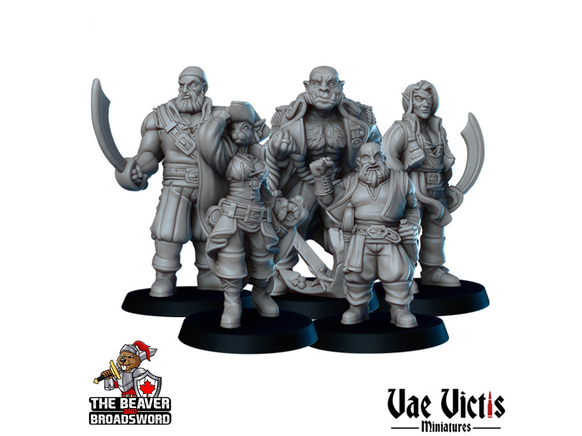 Pirates mini Set - Vae Victis | DnD | Elf | Tabaxi | Dwarf | Human | Thief | Ship | Pathfinder |  Corsair | Anchor | Captain | Pirate