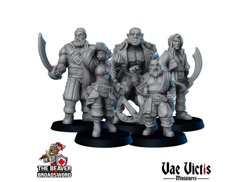 Pirates mini Set - Vae Victis | DnD | Elf | Tabaxi | Dwarf | Human | Thief | Ship | Pathfinder |  Corsair | Anchor | Captain | Pirate-1