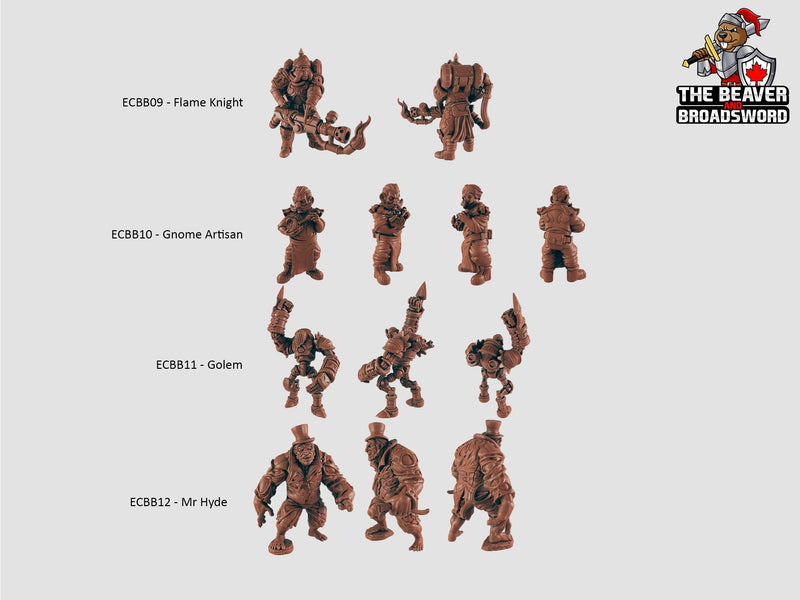 The Clockwork Adventures 23 Mini Set - EC3d | DnD | Steampunk | Automaton | Fighter | Villagers | City | Pathfinder | Human, TTRPG Wargaming-4