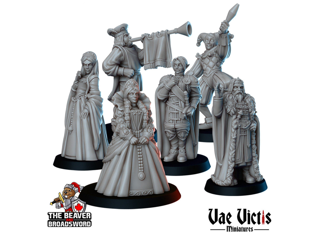 Royals Mini Set - Vae Victis | DnD | Human | King | Queen | Princess | Jester | Nobles | Villagers |  Townfolk | Wargaming | Pathfinder-1