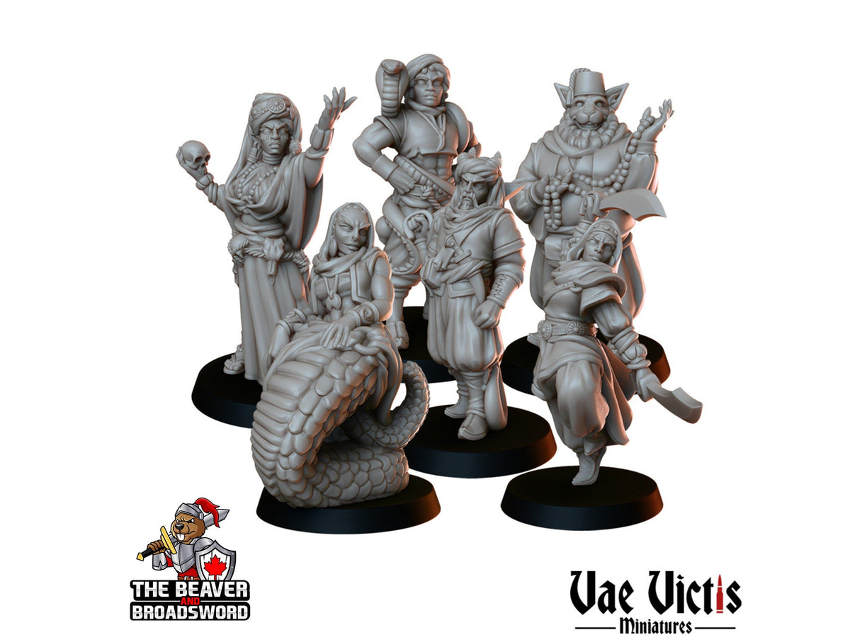 Desert Tribe Mini Set - Vae Victis | DnD | Human | Naga | Merchant | Oasis | Tabaxi | Merchant | Villagers |  Shaman, Wargaming | Pathfinder-1