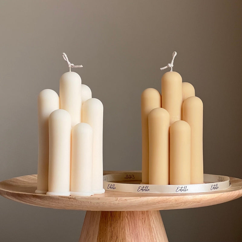 Handmade Irregular Pillar Candle: Geometric Soy Wax Home Decor-1