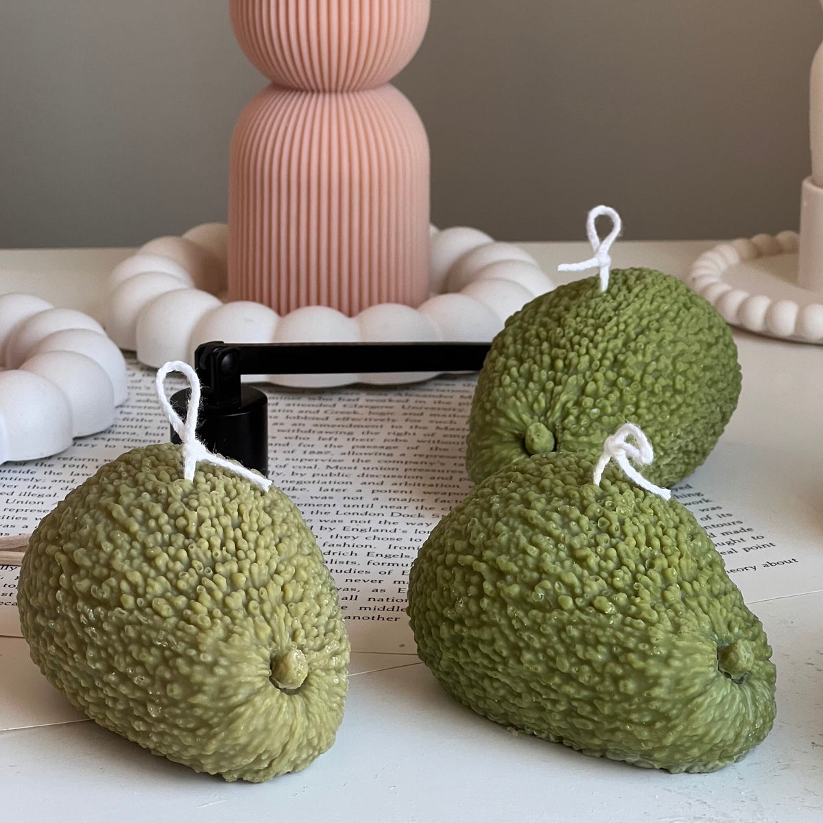 Avocado Shaped Candle: Scented Soy Wax Vegan Candle-6
