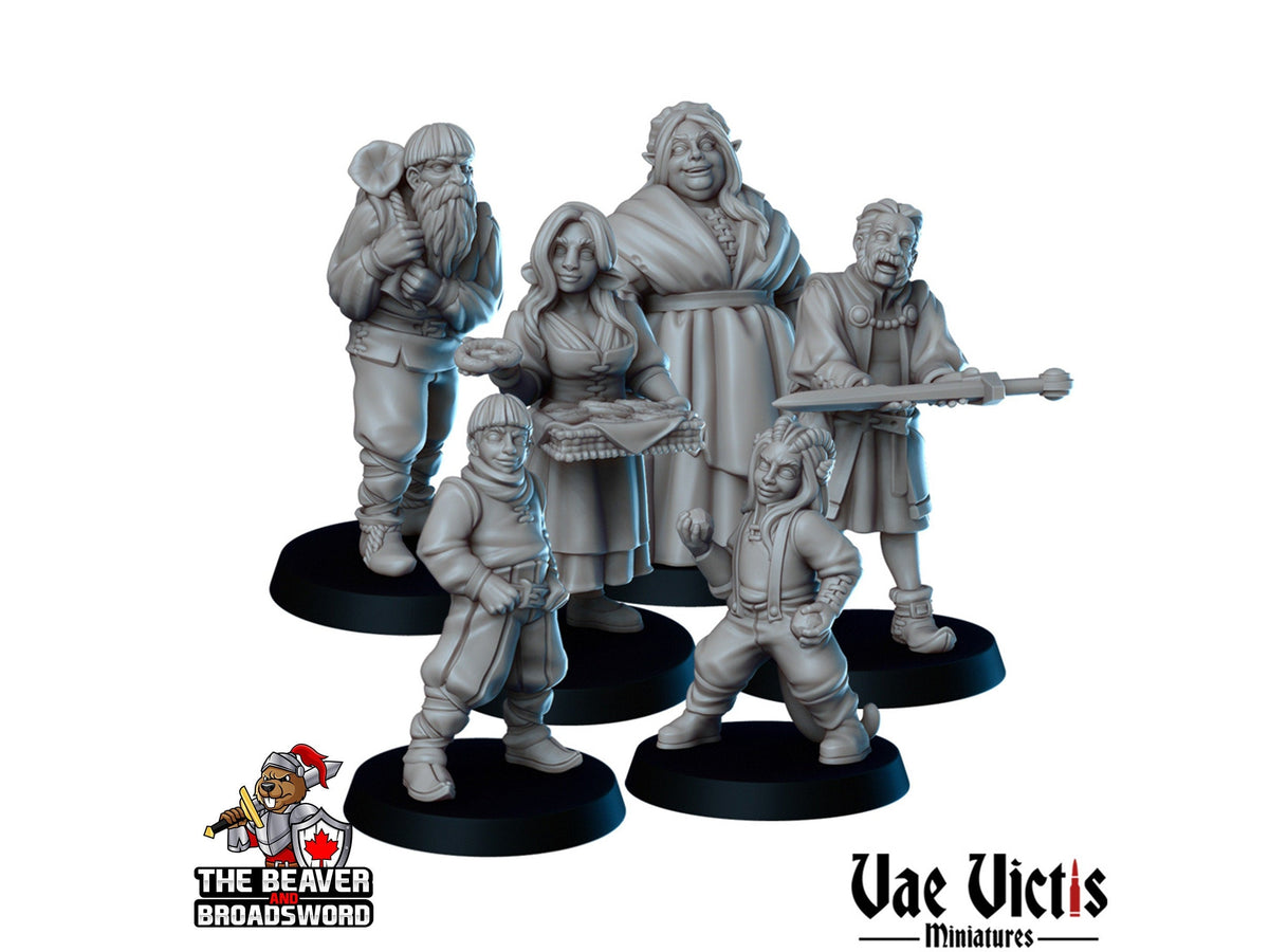 The Townfolks mini set #01 - Vae Victis | Villager | Commoner  | Farmer | Children | Kids | Bundle | Merchant | Wargaming | Pathfinder-1