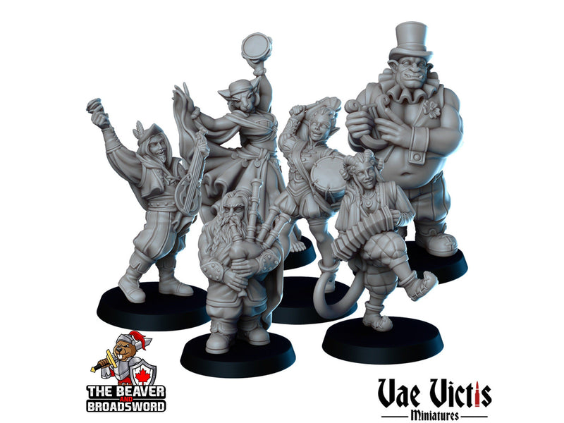 The Tavern Band Mini Set - Vae Victis | Bard | Human | Tabaxi | Tiefling | Ogre | Bundle | Musician | Wargaming | Pathfinder | inn, Villager-1