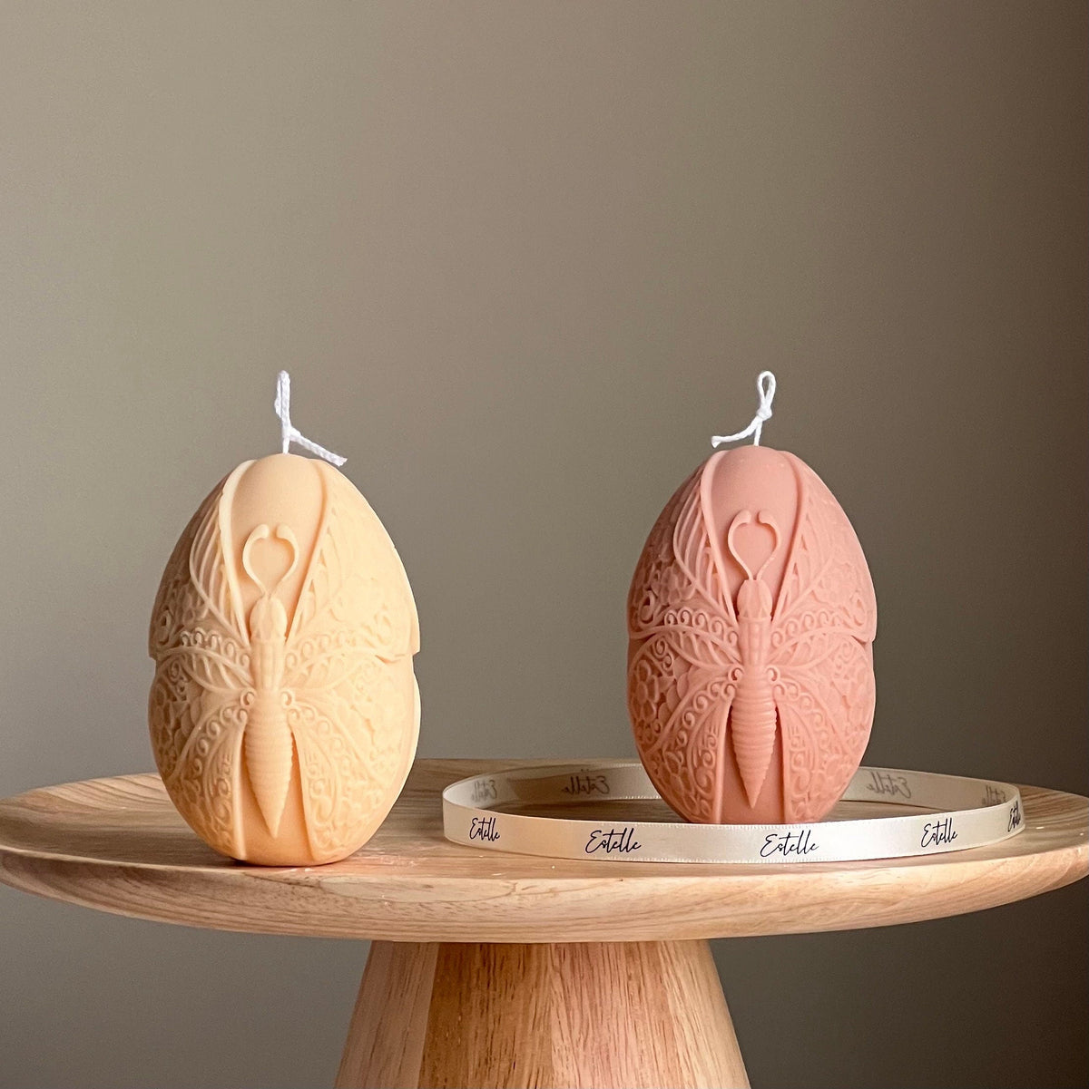 Handmade Easter Egg Candle: Butterfly Design, Spring Decor-1