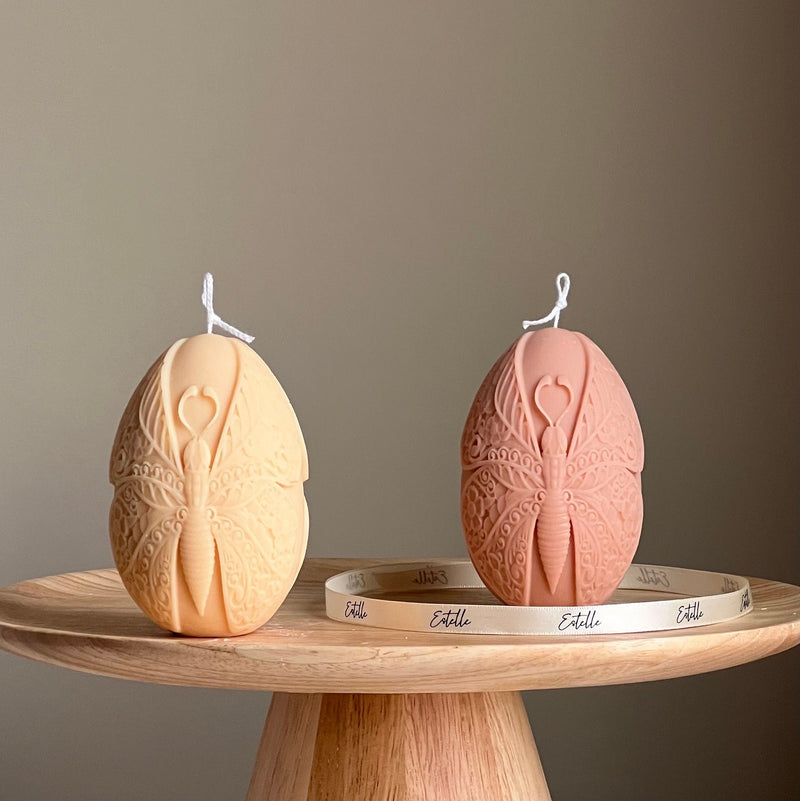 Handmade Easter Egg Candle: Butterfly Design, Spring Decor-1