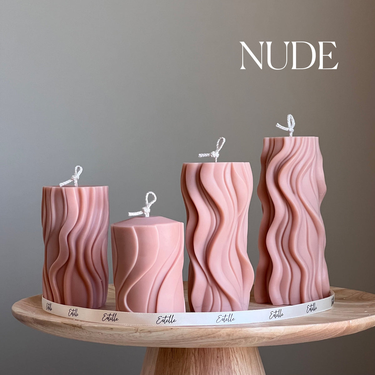 Ribbed Wavy Pillar Candle Set | Unscented Soy Wax, Home Decor-4