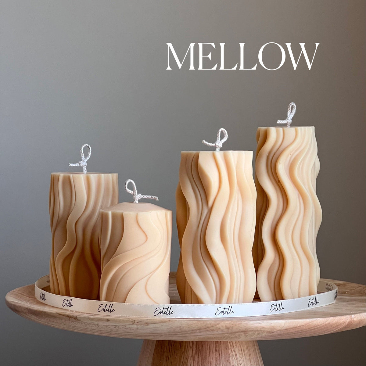 Ribbed Wavy Pillar Candle Set | Unscented Soy Wax, Home Decor-2