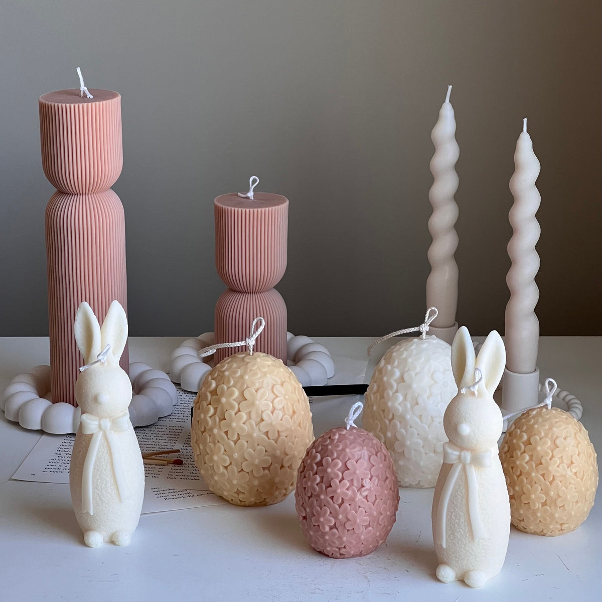 Easter Flower Egg Candle: Handmade Soy Wax Spring Decor-2