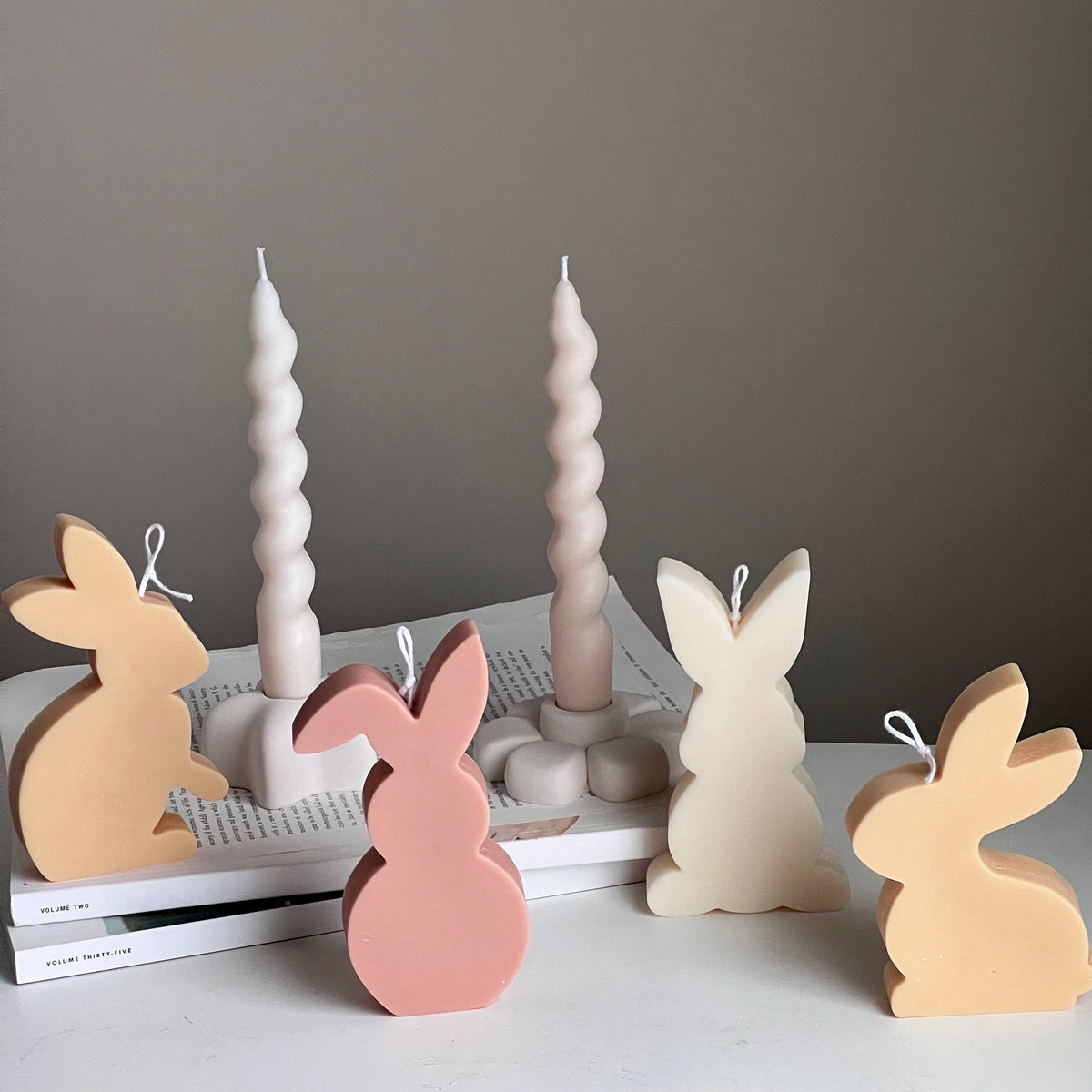Easter Bunny Soy Candle Set: Pastel Spring Decor-1