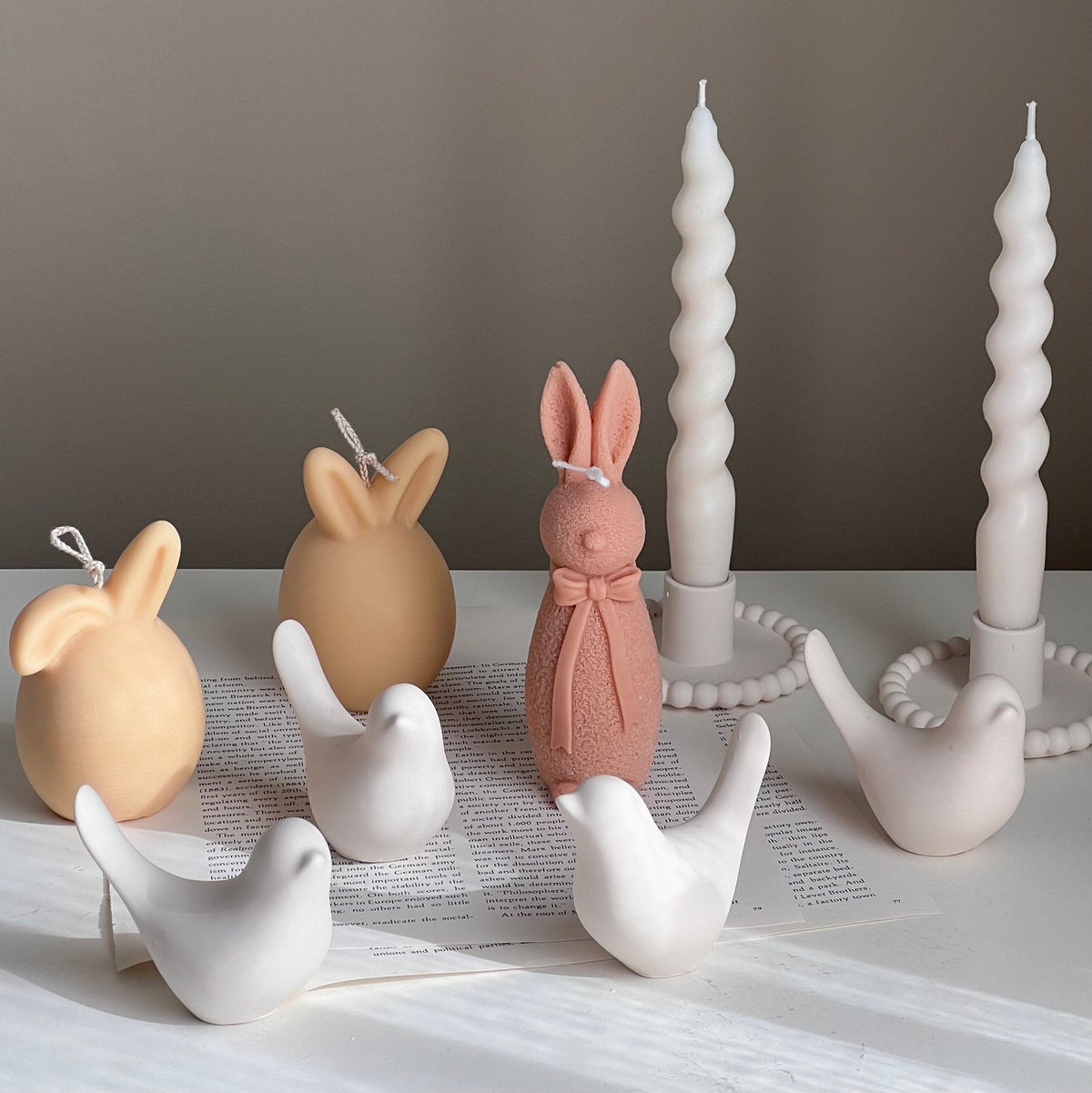 Handmade Stone Bird Spring Decor: Jesmonite Scandinavian Gift-2