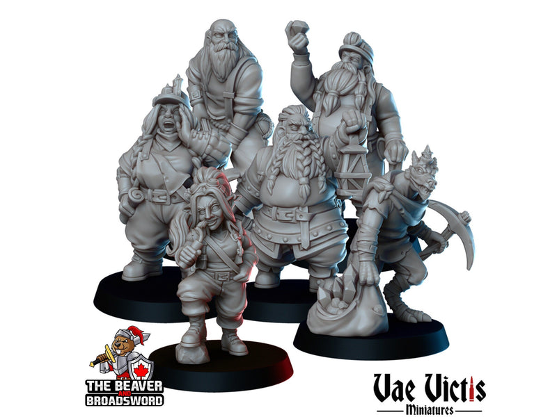 The Miners Mini Set - Vae Victis | Dwarf | Goblin | Human | Elf | Villager | Bundle | Mining | Adventurer | Wargaming | Pathfinder-1
