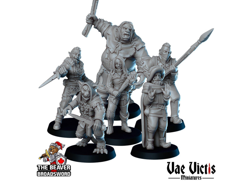 The Bandit Ambush DnD Mini Set - Vae Victis | Elf | Tabaxi | Ogre | Merchant | Thief | Thug | Bundle | Adventurer | Wargaming | Pathfinder-1
