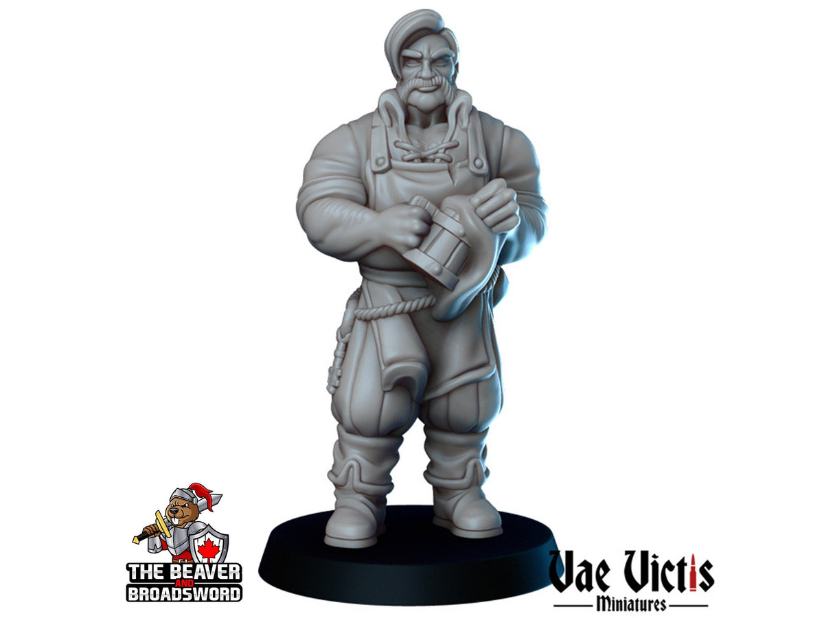 Barkeep dnd mini - Vae Victis | Townsfolk | Tavern | Human | Male  | Merchant| Innkeeper | City | Villager |  Wargaming | Pathfinder
