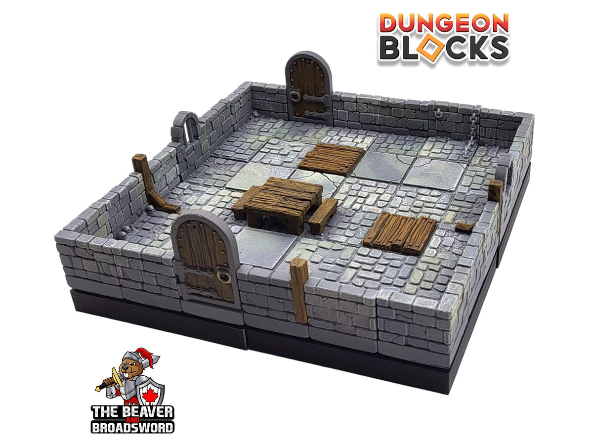 Dungeon Blocks 40pc Starter Room - Dungeon Theme - No Clips or Magnets! | DnD | Pathfinder | Tiles | Pack | Miniature | Mini | Set | Kit-3