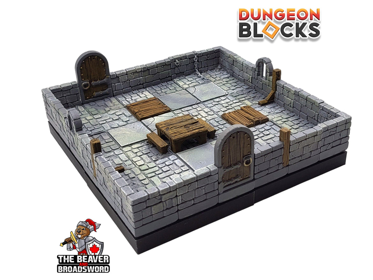 Dungeon Blocks 40pc Starter Room - Dungeon Theme - No Clips or Magnets! | DnD | Pathfinder | Tiles | Pack | Miniature | Mini | Set | Kit-1