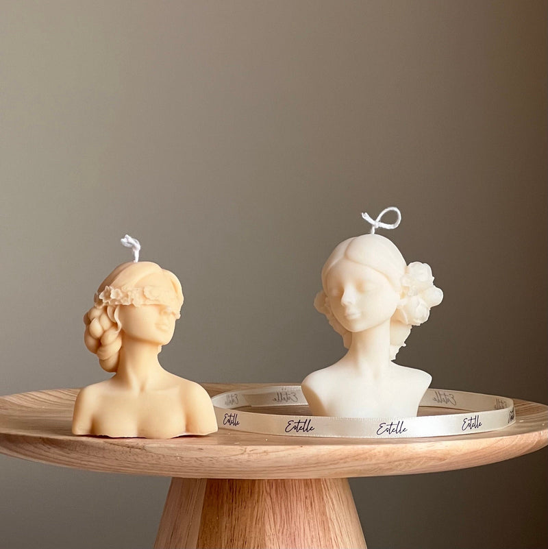 Veiled Lady Soy Wax Candle: Woman Bust Statue Candle-4
