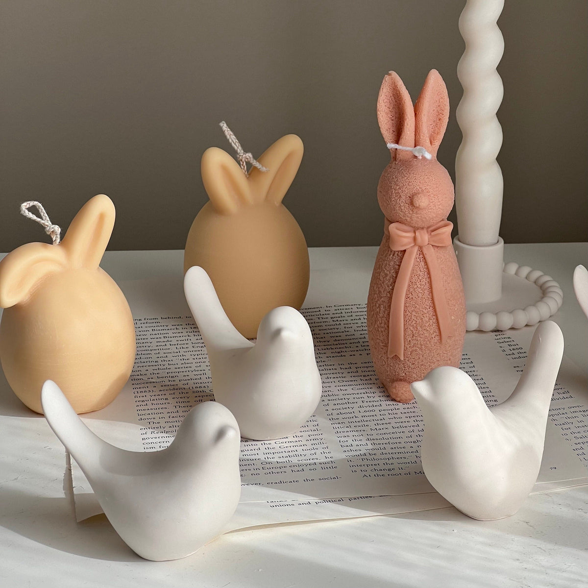 Handmade Stone Bird Spring Decor: Jesmonite Scandinavian Gift-1