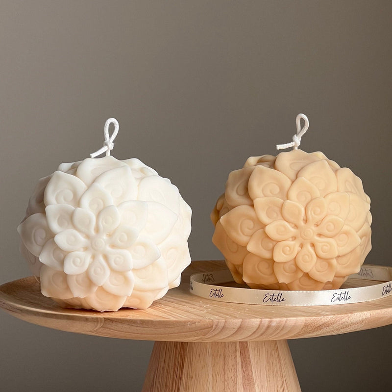 Lotus Flower Ball Candle | Large Soy Wax, Home Decor-1