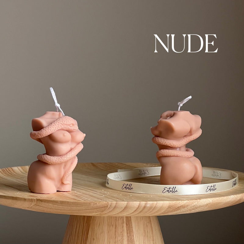 Handmade Soy Wax Female Body Candle with Snake-2