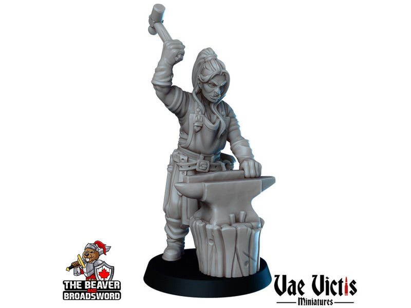 Female Orc Blacksmith dnd mini - Vae Victis | Merchant | Smith | Villager | Townsfolk | Fighter | City | Villager |  Wargaming | Pathfinder-1