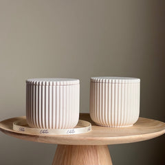 Handmade Ribbed Jar Soy Candle | Wood Wick, Jesmonite Vessel-2