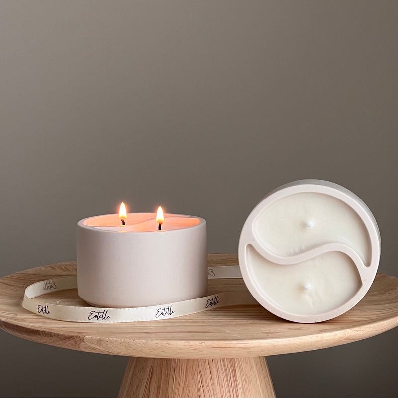 Yin Yang Soy Wax Candle in Jesmonite Jar - Custom Scented-1