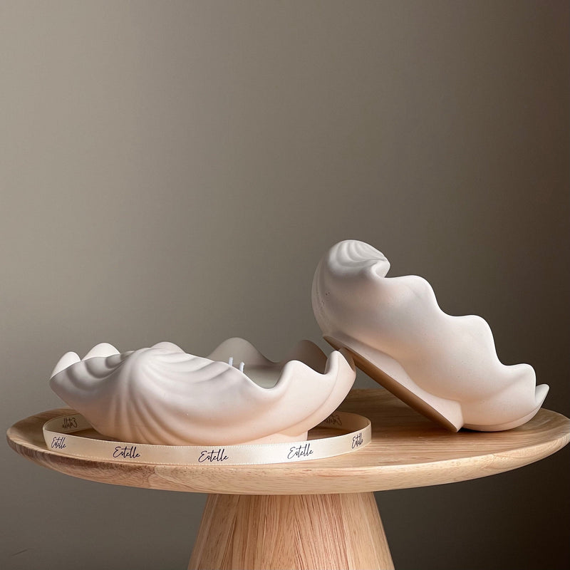 Clam Shell Soy Wax Candle in Jesmonite Vessel: Handmade Scented Candle-4