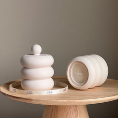 Donut Jar Soy Candle: Wood Wick, Jesmonite Vessel, Handmade-2