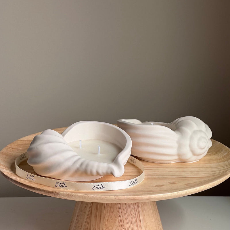 Conch Shell Soy Wax Candle | Jesmonite Vessel, Handmade-5