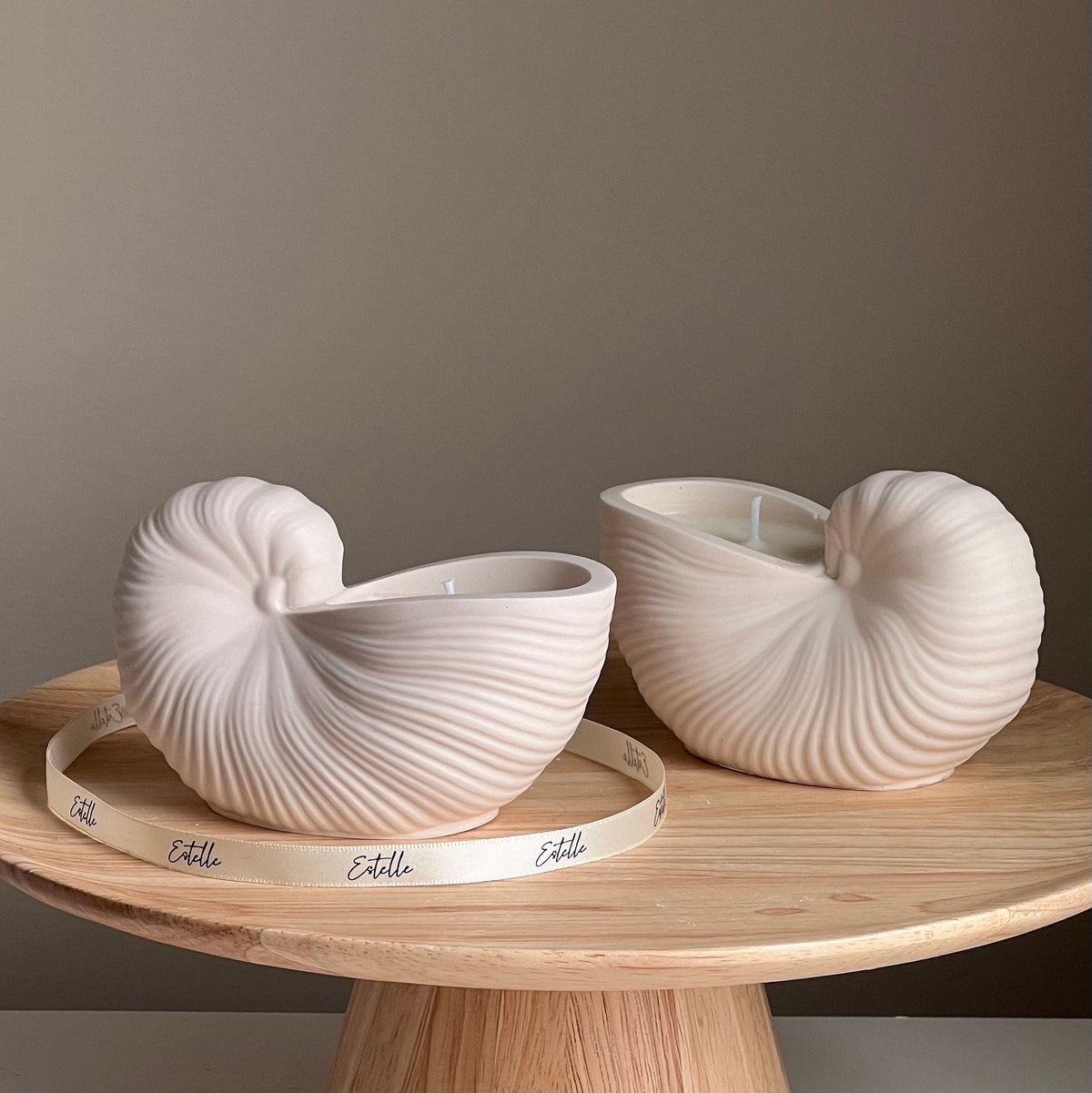 Sea Shell Soy Wax Candle in Jesmonite Vessel: Handmade Scented Candle-1