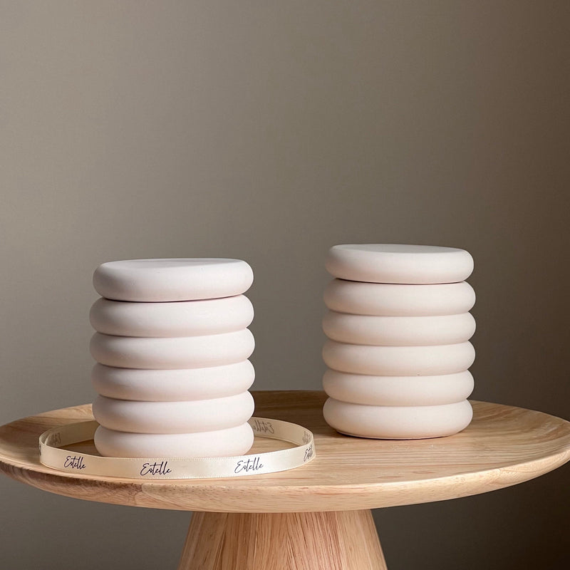 Donut Jar Soy Wax Candle | Wood Wick, Jesmonite Vessel-2