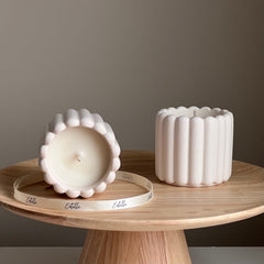 Ribbed Jesmonite Jar Soy Candle: Handmade Scented Container Candle-1
