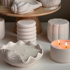 Clam Shell Soy Wax Candle in Jesmonite Vessel: Handmade Scented Candle-7
