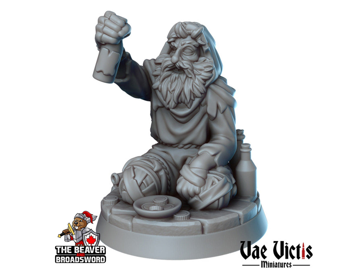 Legless Beggar DnD mini - Vae Victis | Townsfolk | Poor | Villager | NPC | Drunk | City | Thief | Pathfinder | Underground | Human | Male-1