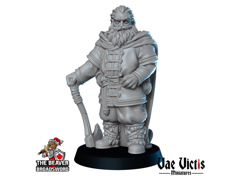 Old Winter Fighter DnD mini - Vae Victis | Barbarian | Warrior | Male | PC | Human | Hero | Medieval | Cloaked | Cold | NPC | Fantasy-1