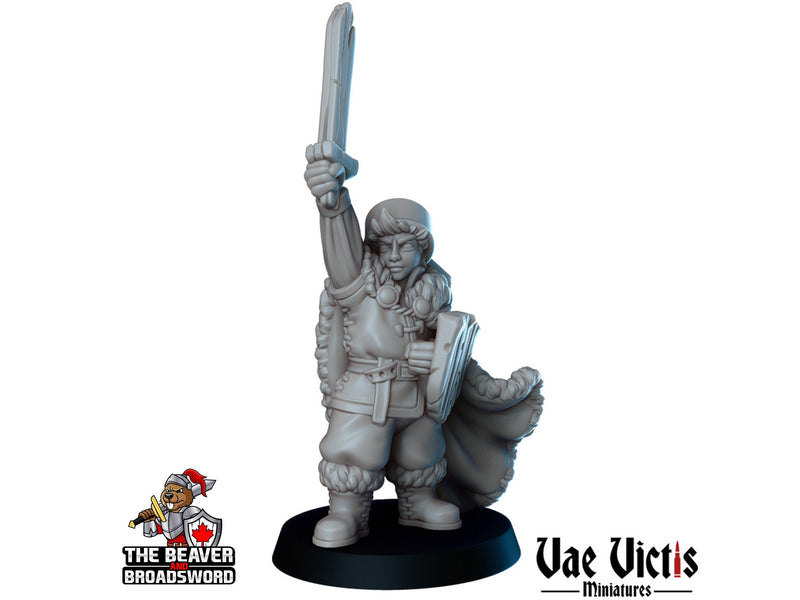 Young Boy Winter Fighter DnD mini - Vae Victis | Villager | Child | Male | PC | Human | Hero | Medieval | Cloaked | Cold | NPC | Fantasy-1
