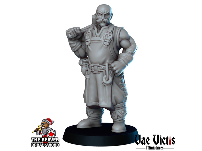 The Town Blacksmith DnD mini - Vae Victis | Villager | Human | Male | NPC | Townsfolk | Medieval | Shopkeeper | Merchant | NPC | Fantasy-1