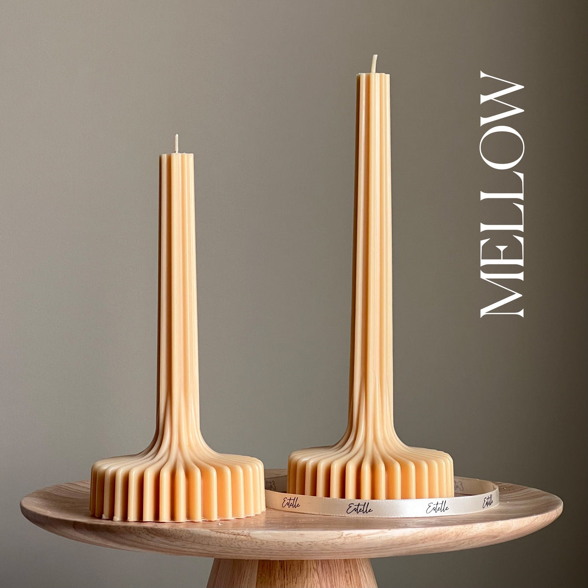 Elegant Soy Vase Candle: Sculptural Striped Column Candle-3