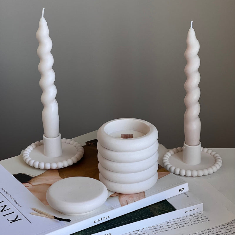 Donut Jar Soy Wax Candle | Wood Wick, Jesmonite Vessel-5