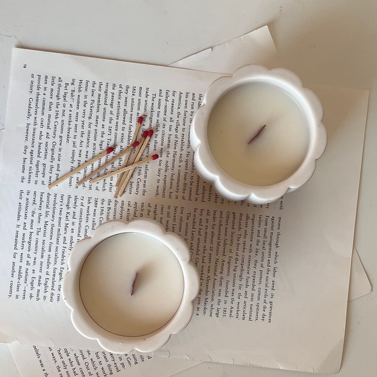 Handmade Flower Soy Wax Candle in Jesmonite Flower Jar with Wood Wick-8