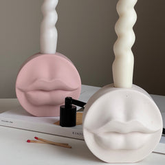 Lips Jesmonite Candlestick Holder: Handmade Wedding Decor-2