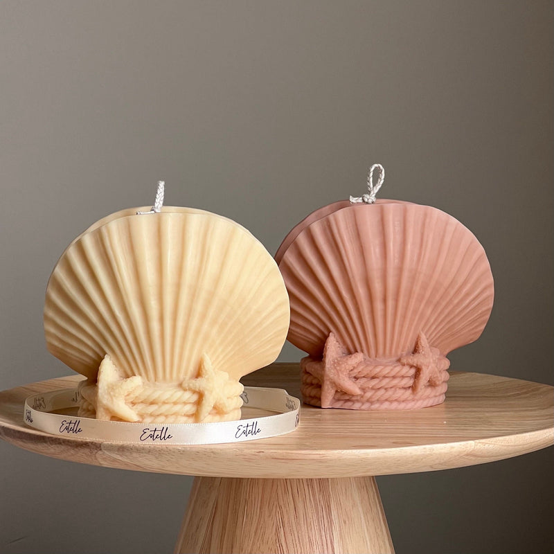 Large Seashell Soy Wax Candle | Coastal Home Decor-1
