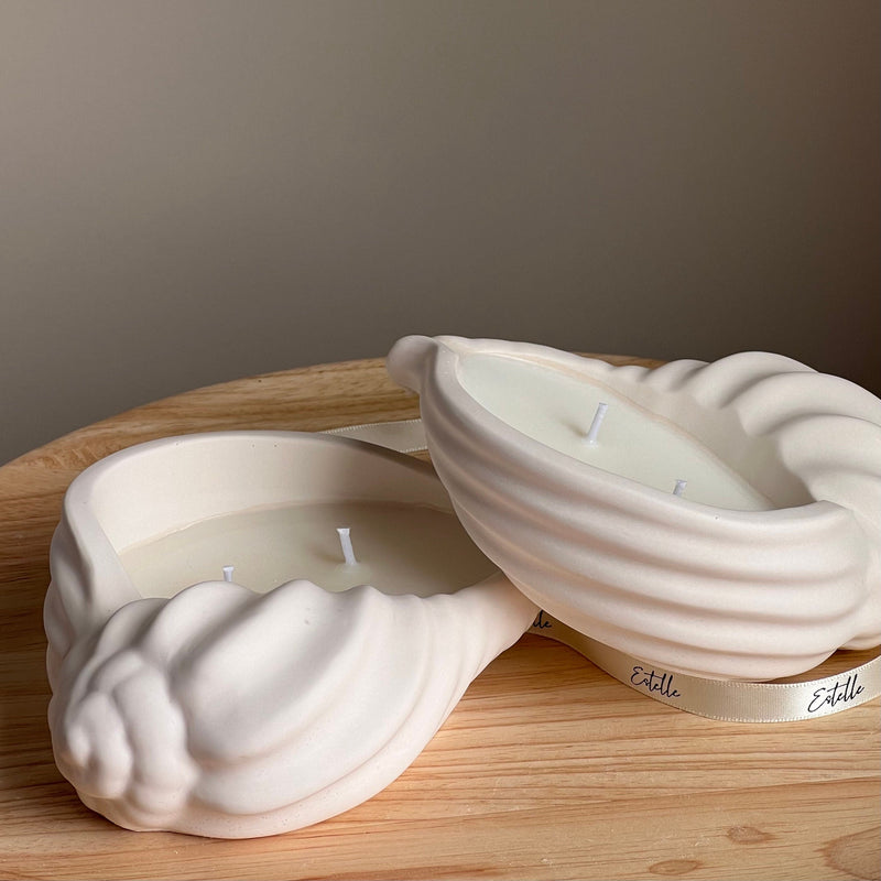 Conch Shell Soy Wax Candle | Jesmonite Vessel, Handmade-3