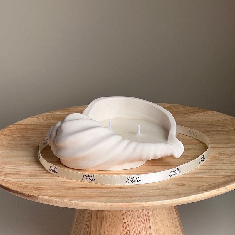 Conch Shell Soy Wax Candle | Jesmonite Vessel, Handmade-4