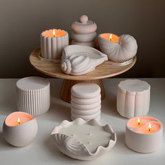 Sea Shell Soy Wax Candle in Jesmonite Vessel: Handmade Scented Candle-4