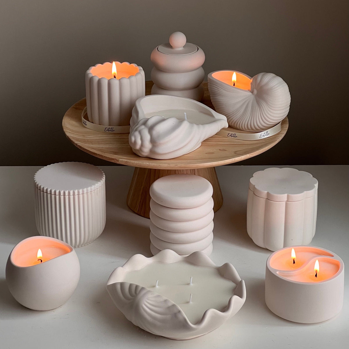 Sea Shell Soy Wax Candle in Jesmonite Vessel: Handmade Scented Candle-4